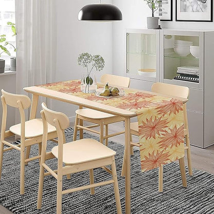 Autumn Chrysanthemum Table Runner, Vintage Modern Geometric Floral Boho Table Runner for Kitchen Dining Bedroom Living Room Table Decor for Indoor Outdoor Home Party, 13x70 Inch