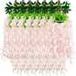 24 Pack Light Pink Wisteria Hanging Flowers Garland, 3.77 Feet Artificial Flower Vines, Fake Wisteria, Artificial Vines Hanging Garland for Backdrop Outdoor Yard Garden Decor