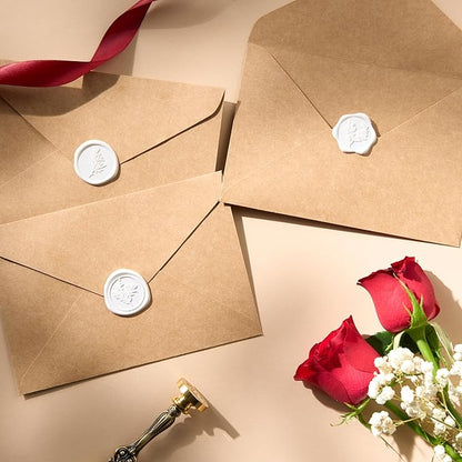 Wax Seal Stickers (60 Pcs, 3 Designs in 1 Pack) Premium Envelope Seal Stickers for Wedding Invitation Envelopes, Adhesive Wax Seals, Perfect for Seating Chart, Gift Wrapping