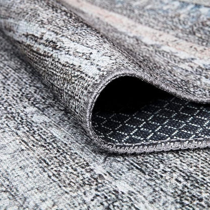Bloom Rugs Washable Non-Slip 7 ft Runner - Gray/Blue/Blush Modern Abstract Runner for Entryway, Hallway, Bathroom, and Kitchen - Exact Size: 2.5' x 7'