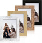 5x7 Picture Frame Set of 4, High Definition Real Glass 5 x 7 Photo Frames for Desktop Display and Wall Mounting(Distressed White+Oak+Rustic Brown+Black)