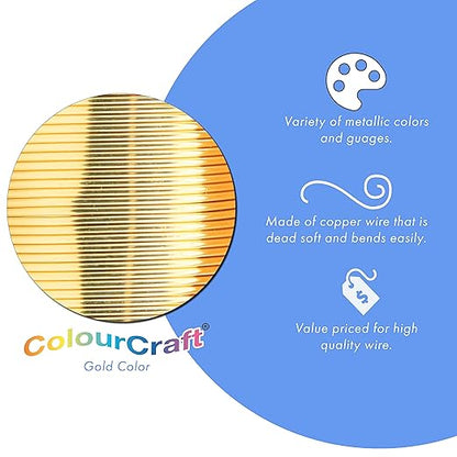 Beadalon ColourCraft Wire, 26 Gauge, Gold Color Silver Plated, 34 yd Spool