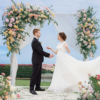 6.6FT x 6.6FT White Wedding Arches for Ceremony Rectangular Metal Balloon Arch Stand Kit Garden Floral Square Arch Frame Background for Anniversary Birthday Party Bridal Shower Decoration Home Decor
