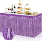 3 Pack 29x108 Inch Light Purple Foil Fringe Table Skirts Metallic Banner for Tinsel Streamer Garland Backdrop for Parade Floats Wedding Thanksgiving Birthday Christmas Halloween Party Decoration