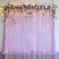 Tulle Backdrop Curtain with Lights String 10FT X 8FT Lavender Sheer Tulle Backdrop Curtains for Wedding Birthday Party Reception Photo Booth Background Decorations (2 Panels 5x8FT)