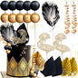 Boho Cake Topper Man Cake Toppers Happy Birthday Cake Topper Black Gold Balls Cake Decorations for Roaring 20s Cake Decoration Wedding Baby Shower Party Decoration