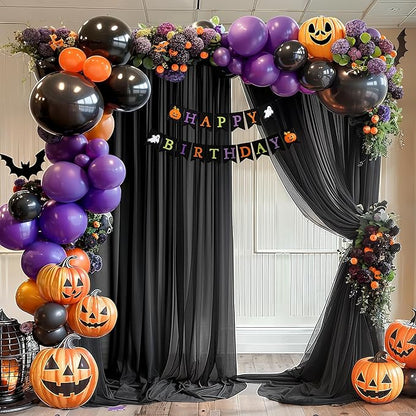 Black Wedding Arch Draping Fabric 1 Panel 30'' x 20FT Black Drapes Sheer Fabric Backdrop Arch Draping Fabrics for Wedding Ceremony Birthday Party Bridal Shower Decoration