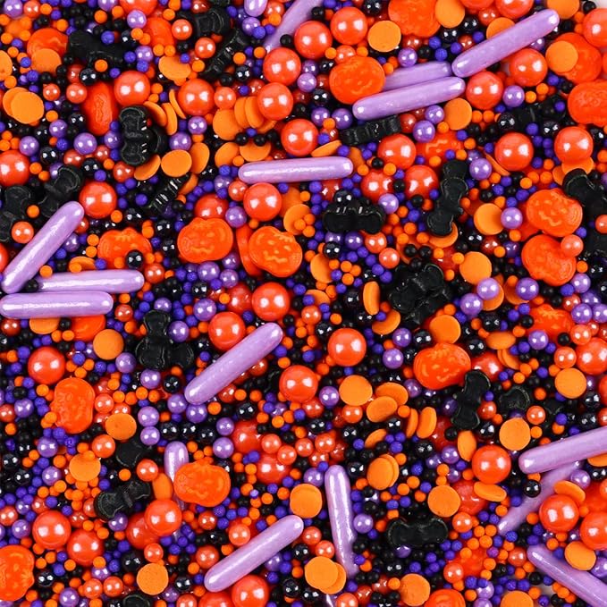 Edible Halloween Sprinkles for Cake Decorating 7ounce, Pumpkin Bats Sprinkles for Party, Sugar Pearl Sprinkles for Cupcake Toppers, Cookie, Ice Cream Decorations Celebrations