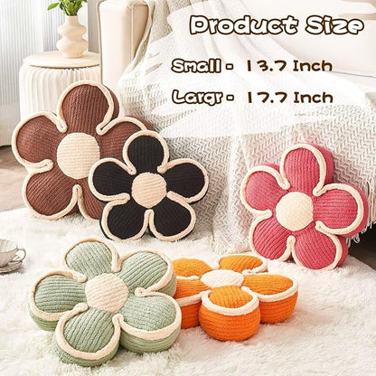 Soft Flower Shaped Floor Cushion, Plush Pillow for Sofa Couch Bed (13.7 Inch, Orange)
