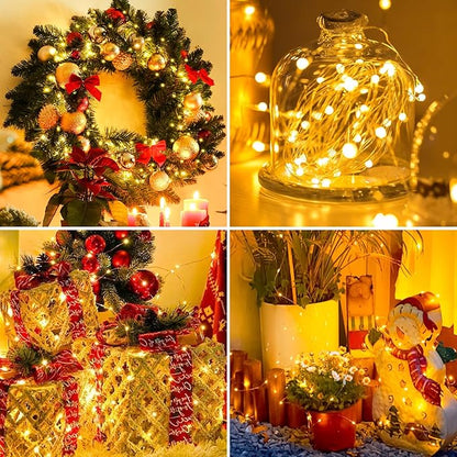 100 Pack Fairy Lights Battery Operated - 7ft 20 Led Twinkle Lights 3 Modes, Bulk Mini String Lights Waterproof for Mason Jars Vases DIY Party Wedding Decoration Christmas -Warm White