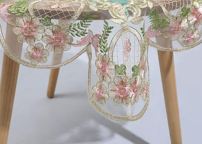 vctops Damask Lace Patchwork Tablecloth Luxury Square Small Table Cover Elegant Floral Embroidered Lace Table Cloth for Party Kitchen Dinning Picnic Decoration (Type N,32"x32")