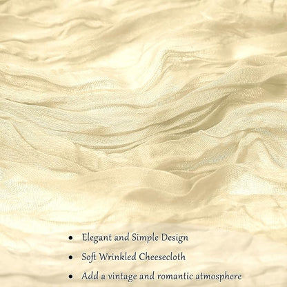 6-Pack Beige Cheesecloth Table Runners – 10FT (35x120 Inch) Boho Rustic Gauze Fabric Cheese Cloth Table Runner for Weddings, Baby Showers, Bridal Shower, Farmhouse & Birthday Party Decor