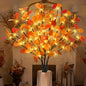 3Pcs Lighted Eucalyptus Leaves Branches, 30” Timer Fall Eucalyptus Stems with Lights,60 LEDs Battery Operated Fall Lighted Tree Branches for vases Home Wedding Table centerpieces Thanksgiving