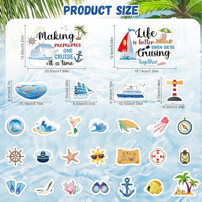 Cruise Door Decorations Magnetic, 27 Pcs Large Nautical Cruise Ship Magnets for Door Funny Carnival Sea Navigation Door Magnets for Door Decorations Fridge Car Cabin Party Supplies
