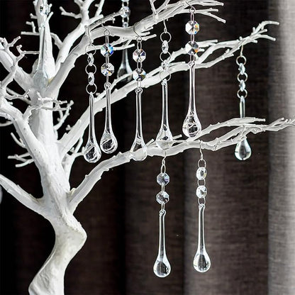 H&D 10pcs 5.3" Crystal Raindrop with Octagon Beads Chandelier Prisms Pendants Lamp Curtain DIY Suncatcher Parts (Clear)