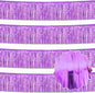 4 Pack 10 Ft Light Purple Foil Fringe Garland Metallic Streamers Tinsel Banner Wall Hanging Garland Backdrop for Parade Floats, Halloween, Christmas, Thanksgiving, New Year Party Decorations