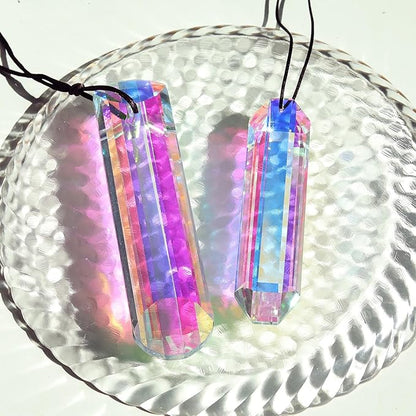 3Pcs 5-inch Crystal Sun Catcher Prisms for Windows Garden Patio,AB Colored Hanging Suncatchers with Glass Prism Rainbow Maker Ideal