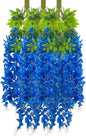 12 Pack Royal Blue Wisteria Hanging Flowers Garland, 3.77 Feet Artificial Flower Vines, Fake Wisteria, Artificial Vines Hanging Garland for Backdrop Outdoor Yard Garden Decor