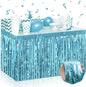 3 Pack 29 x108 Inch Light Blue Foil Fringe Table Skirts Metallic Banner for Tinsel Streamer Garland Backdrop for Parade Floats Wedding Thanksgiving Birthday Christmas New Year Party Decoration
