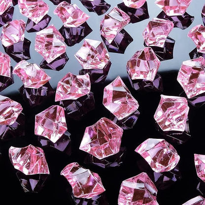 Babenest Acrylic Crushed Ice Rocks, 150 PCS Fake Crystals Plastic Ice Cubes Diamonds Gems for Vase Fillers, Home Decoration, Table Scatter, Event, Wedding, Arts & Crafts (Pink)