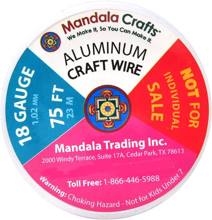 Mandala Crafts 18 Gauge Anodized Aluminum Craft Wire for Jewelry Making - 450 FT Colored Flexible Silver Copper Tone Wire - Bendable for Bonsai Armature Crafting Sculpting