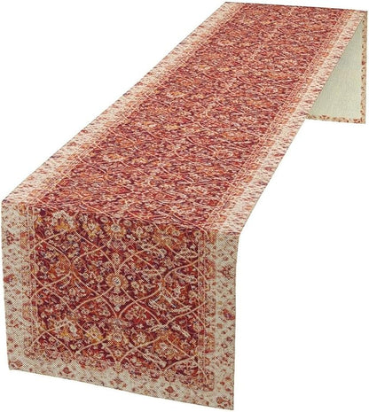 Boho Floral Vintage Table Runner, Retro Red Flower Rustic Country Farmhouse Abstract Pattern for Home Kitchen Table Decor Dining Coffee Room Party Decor 13x60in
