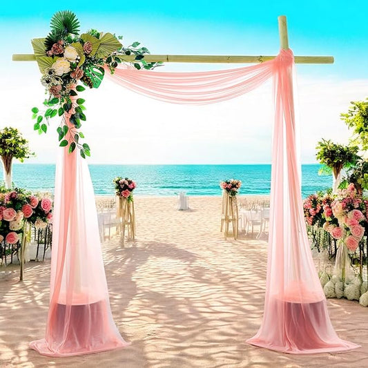 MDS Halloween Chiffon Draping Fabric - 2 Panel, 30" Wide x 20ft Long - Sheer Spooky Arbor & Canopy Drapery for Haunted House Backdrops, Party Ceilings, DIY Costumes & Themed Events - Peach