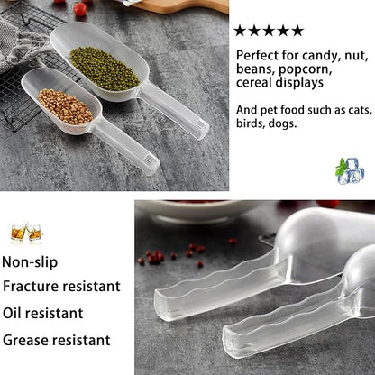 3PCS Clear Plastic Ice Scoop, 6 ounces Alec Ice Scoops, Kitchen Scoop for Ice Bucket Ice, Popcorn, Coffee Beans, Flour (6 oz.)