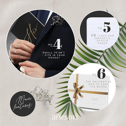 ARTESORI Premium Wedding Vow Book for Her & Him, Soft Touch, Gold Foil, 28 Lined Pages, Wedding Vow Books His and Hers, Wedding Essentials, Wedding Registry Ideas, His and Hers Gifts [Ivory & Black]