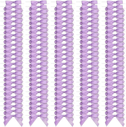 Bright Creations 100 Pack Purple Twist Tie Bows for Treat Bags, 3" Small Satin Ribbons for Craft Decoration, Gift Wrap, Themed Party Favors, Baked Goods - Purple Bow