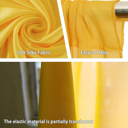 10 x 10 Feet Yellow Backdrop Curtain for Partie, Background Curtains for Photoshoot, Birthday, Wedding, Halloween, Thanksgiving, Christmas Day, New Year Party Decorations 5Ft x 10Ft, 2 Panels