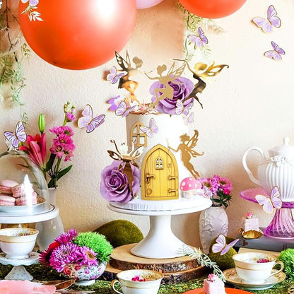 JeVenis Purple Fairy Cake Decoration Mushroom Cake Decoration Fairy Cake Decoration Garden Fairy Cake Decoration Flower Cake Decorations