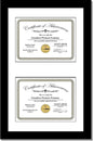Creative Picture Frames 10X16Bk-B Black Vertical Double Diploma Frame With 2 Opening Black Matting | Holds 2-7X9-Inch Documents With Installed Wall Hanger