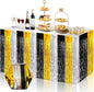 3 Pack 29 x108 Inch Black Gold Silver Foil Fringe Table Skirts Metallic Banner for Tinsel Streamer Garland Backdrop for Parade Floats Wedding Thanksgiving Birthday Christmas Halloween Party Decoration