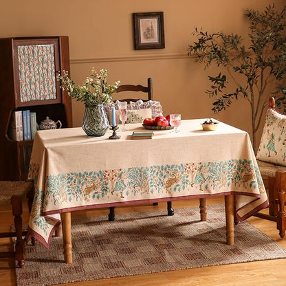 patdrea Designer Vintage French Square Tablecloth,Breathable Anti-Wrinkle Linen Trees Pattern Table Cloth,Decoration Table Cover for Kitchen Dining Christmas,Thanksgiving,67"x67"-Tatiana D