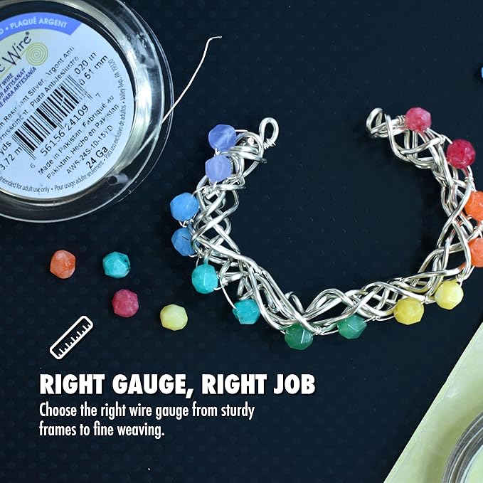 Artistic Wire, 22 Gauge Tarnish Resistant Colored Copper Craft Wire, Grey, 15 yd