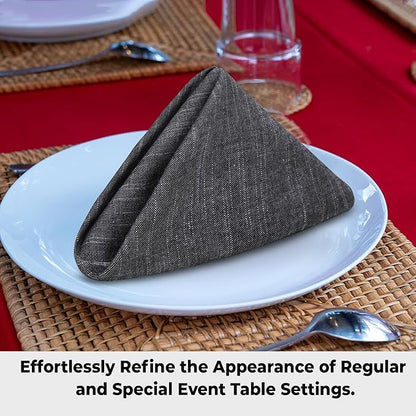 Urban Villa Dinner Napkins Black White Chambray Cloth Napkins (Set of 12) Oversized 20x20 Inches100% Cotton Slub Premium Quality Soft Durable Mitered Corners Reusable Washable Everyday Use Napkins