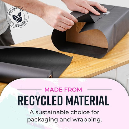 Bryco Goods Black Kraft Paper Roll - 18 Inch x 100 Feet - Ideal for Packing, Shipping, Arts & Crafts, Poster, Bulletin Board, Decorations, Bouquet, Gift Wrapping - Made in The USA