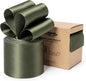 Moss Green Satin Ribbon Double-Faced Wired Ribbons for Gift Wrapping Flower Bouquet Bows Wedding Invitation Christmas Decor Crafts 2-1/2 Inch 10 Yards