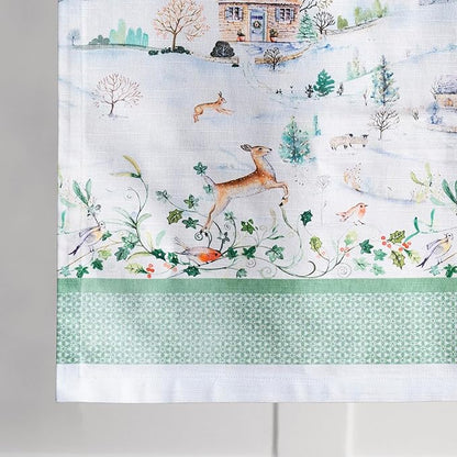 Maison d' Hermine Table Runner 100% Cotton Single Layer Table Runners 108 inches Long for Thanksgiving Christmas Decorations Home Kitchen Dining Party Wedding (Snowy World, 14.5" x 108")