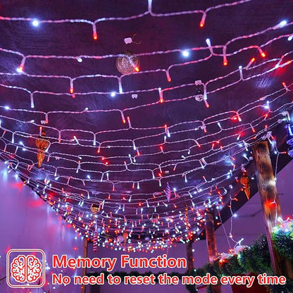 YEGUO 165ft 500 LED Red and White Christmas Lights Outdoor Waterproof, Clear Wire String Lights Indoor Plug in, 8 Modes Clear Wire Twinkle Tree Light for Xmas Party Garden