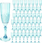 Plastic Champagne Flutes, 48PCS Light Cyan Wine Glasses Goblets Cups Reusable Flute, for Weddings Bachelor Parties Toasting and Events(48, Light Cyan)