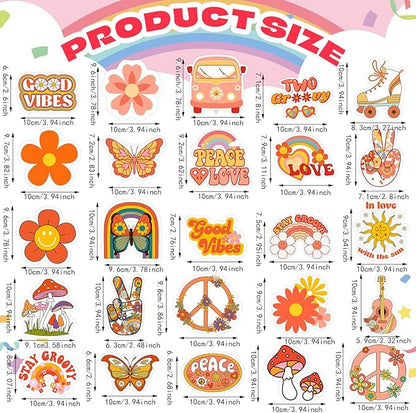 25 Pieces Hippie Car Flower Magnet Groovy Boho Flower Refrigerator Magnets Retro Magnetic Hippie Fridge Magnets for Car Home Metal Door Whiteboard Mailbox Office Cabinets Decor