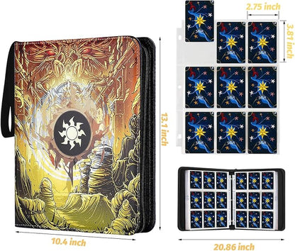 Trading Card Binder for MTG Cards, Premium 9 Pocket Card Binder, 720 Double Sided Pocket Collector Card Album for Standard Cards,Card Collection Folder for YGO/PTCG/Game Cards (Yellow Print)