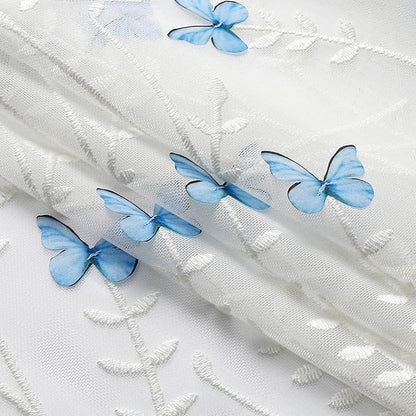 VISIONTEX White Sheer Voile Curtains, Decorative White Embossed Butterflies Rod Pocket Window Drapes for Home Kitchen, Living Room and Bedroom 54 x 95 Inch, Set of 2 Curtain Panels