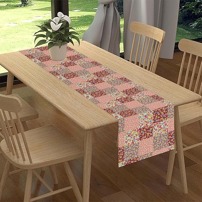 Boho Patchwork Table Runner, Vintage Farmhouse Colorful Wildflowers Bohemian Paisley Flower Table Center Decor for Home Kitchen Dining Patio Holiday Party Indoor Table Decorations, 13"x72" Inch