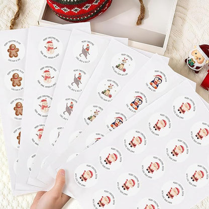 callie moment Personalized Christmas Stickers, Custom Name Waterproof Christmas Gift Tags for Gift Box Holiday Decorations, Stockings, Party Favors (Santa Claus 4)