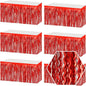 6 Pack 29 x108 Inch Red Wave Foil Fringe Table Skirts Metallic Banner for Tinsel Streamer Garland Backdrop for Parade Floats, Mother's Day, Easter, Wedding, Birthday Party Decoration