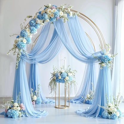 Wedding Arch Draping Fabric, 1 Panel 18FT Baby Blue Sheer Backdrop Curtain Chiffon Fabric Drapes Arbor Drapery Wedding Ceremony Reception Swag Decorations