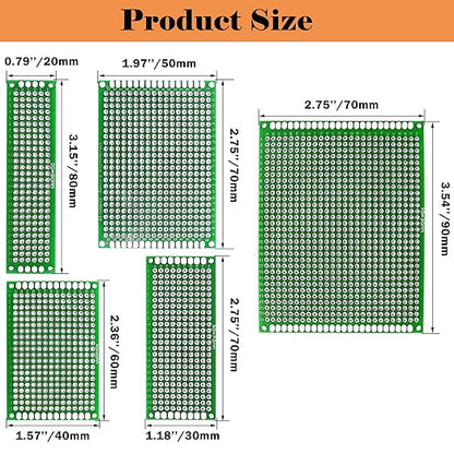 82 Piece Double Sided PCB Board Kit with 5 Sizes,40Pin 2.54mm Male & Female Header Connectors - Ideal for DIY Soldering,Electronic Projects, Arduino Kits,and Circuit Prototyping
